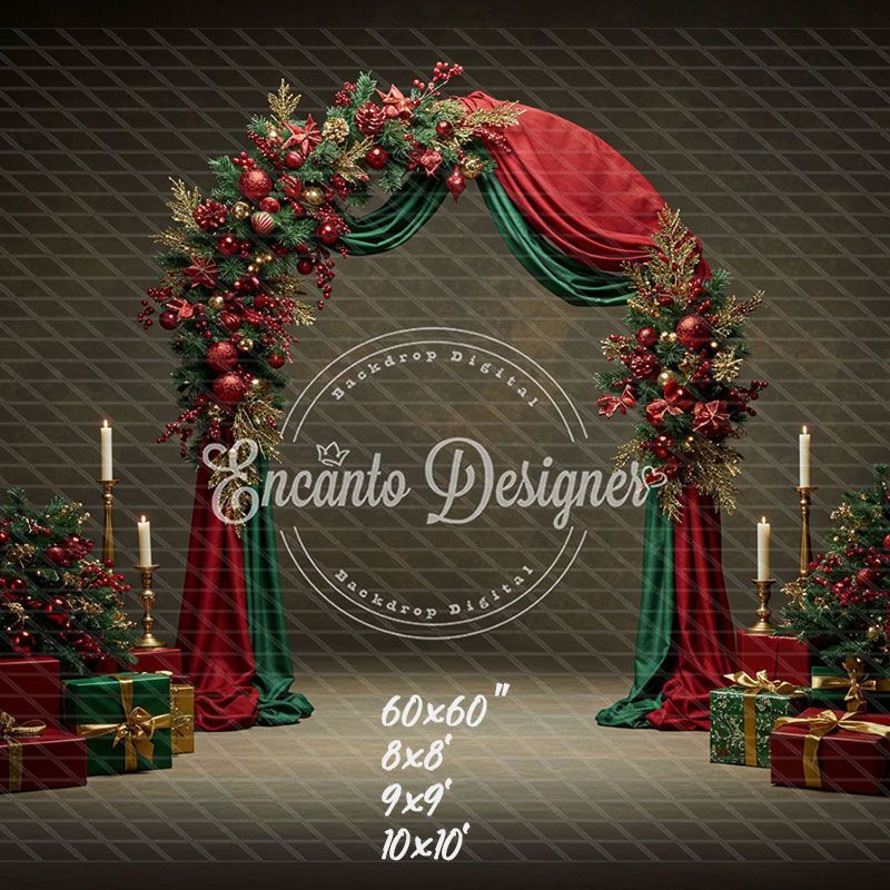 Red Green Arch Christmas Backdrop - Layoris