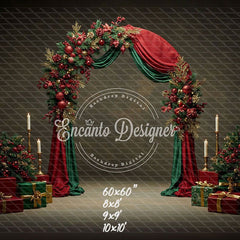 Red Green Arch Christmas Backdrop - Layoris
