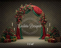 Red Green Arch Christmas Backdrop - Layoris