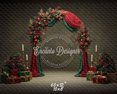 Red Green Arch Christmas Backdrop - Layoris