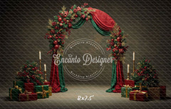 Red Green Arch Christmas Backdrop - Layoris