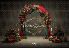 Red Green Arch Christmas Backdrop - Layoris