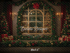Vintage Window View Christmas Backdrop - Layoris