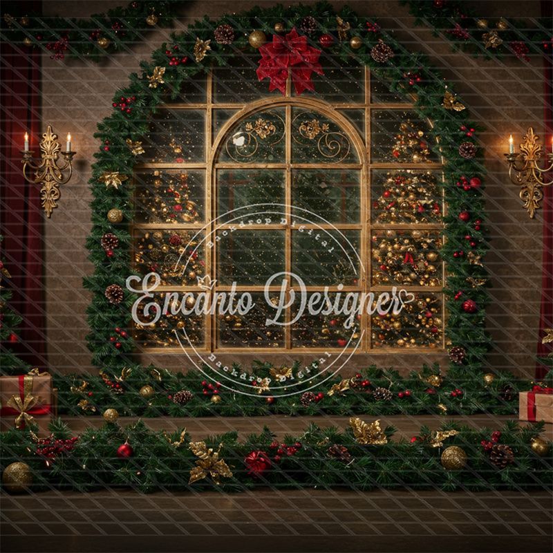 Vintage Window View Christmas Backdrop - Layoris