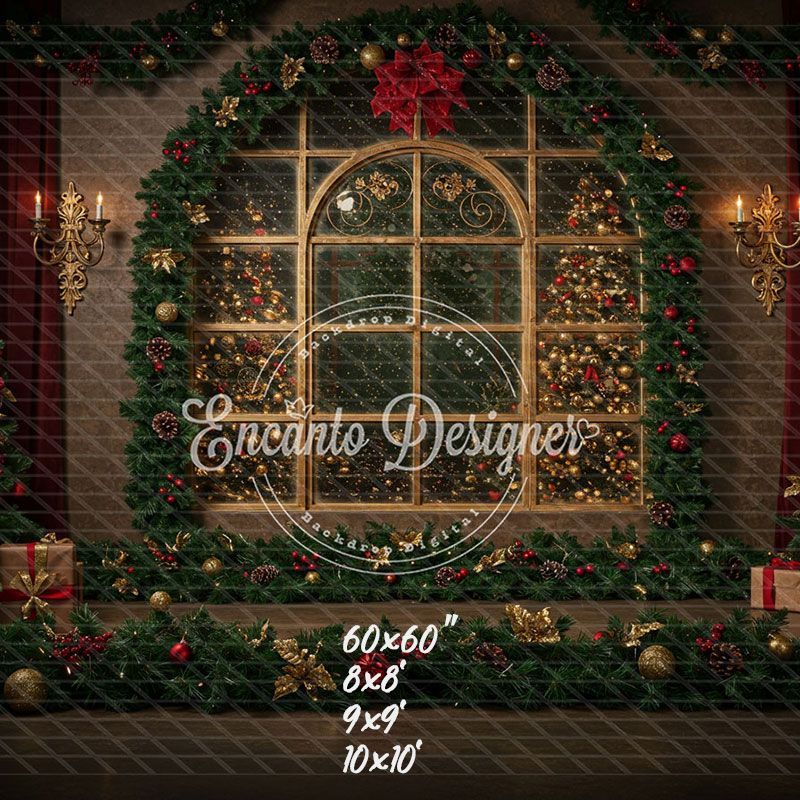 Vintage Window View Christmas Backdrop - Layoris