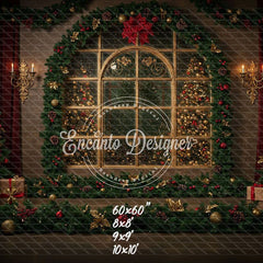 Vintage Window View Christmas Backdrop - Layoris