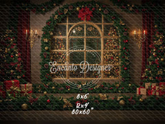 Vintage Window View Christmas Backdrop - Layoris