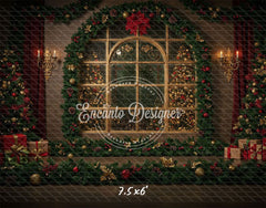 Vintage Window View Christmas Backdrop - Layoris