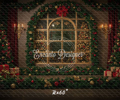 Vintage Window View Christmas Backdrop - Layoris