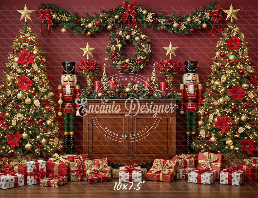 Nutcracker Festive Holiday Scene Christmas Backdrop - Layoris