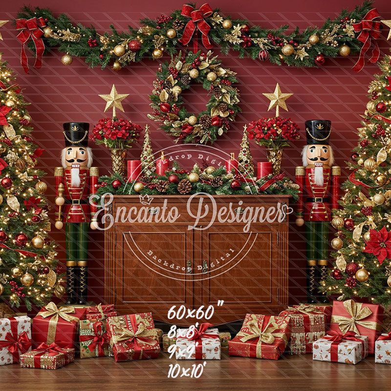 Nutcracker Festive Holiday Scene Christmas Backdrop - Layoris