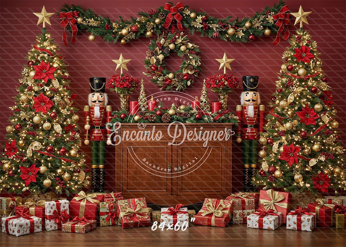 Nutcracker Festive Holiday Scene Christmas Backdrop - Layoris