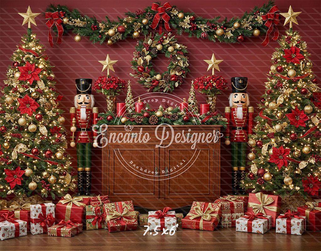Nutcracker Festive Holiday Scene Christmas Backdrop - Layoris