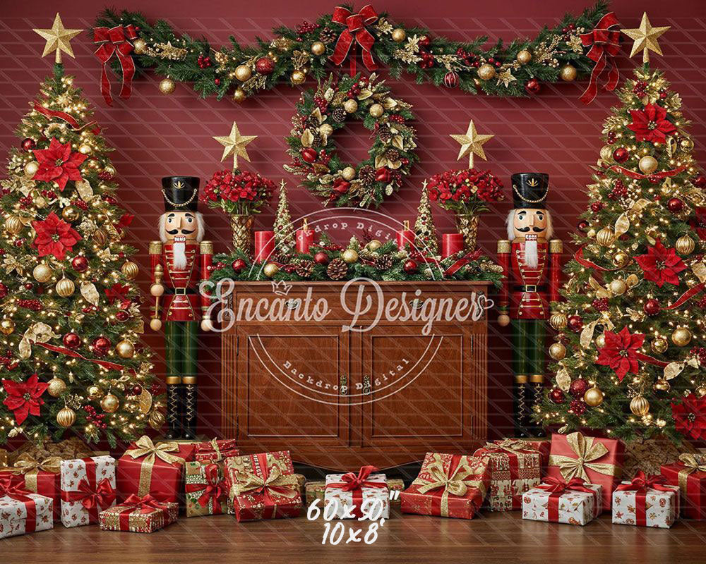 Nutcracker Festive Holiday Scene Christmas Backdrop - Layoris