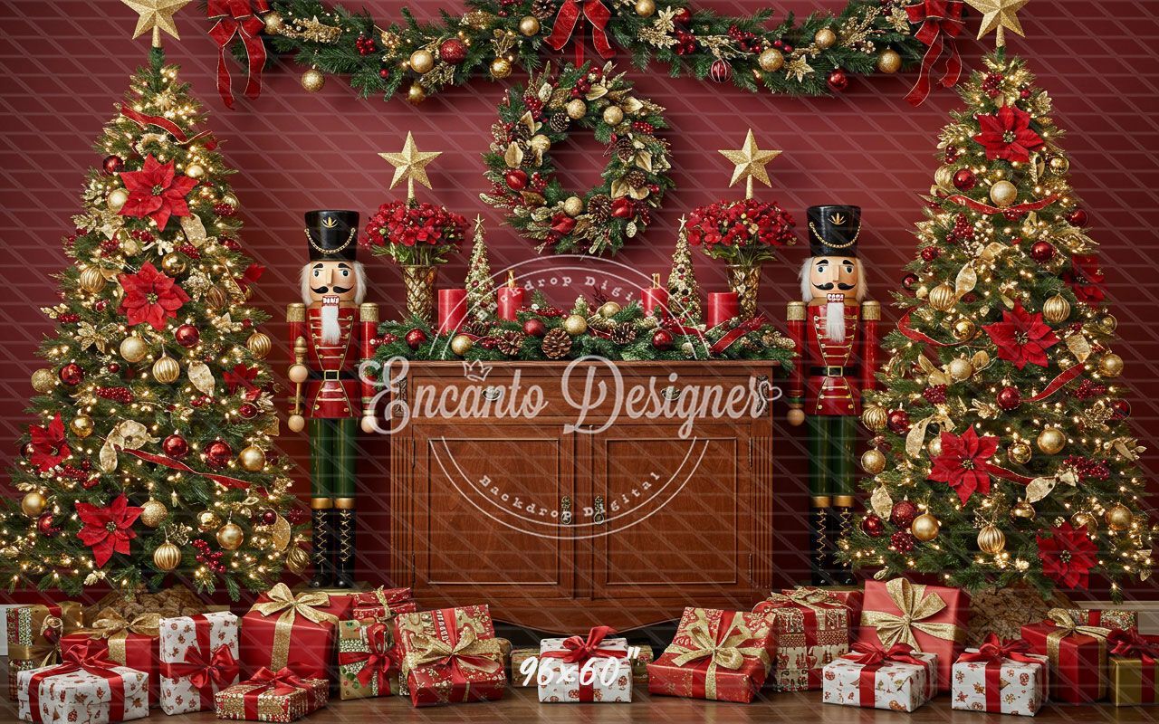 Nutcracker Festive Holiday Scene Christmas Backdrop - Layoris