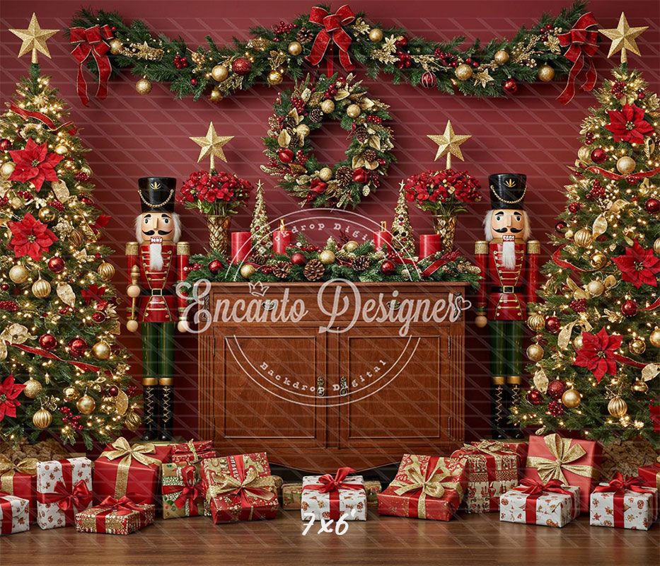 Nutcracker Festive Holiday Scene Christmas Backdrop - Layoris