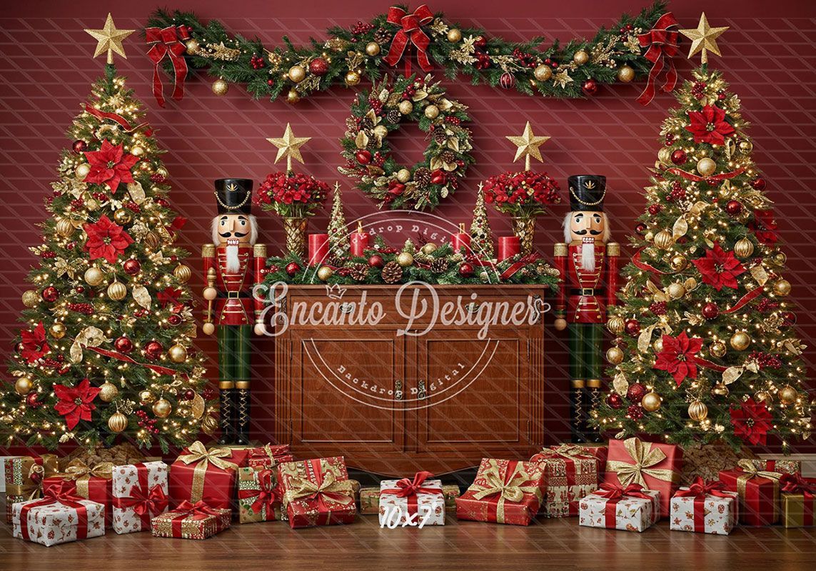 Nutcracker Festive Holiday Scene Christmas Backdrop - Layoris