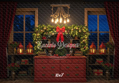 Retro Red Dressing Table Chandelier Christmas Backdrop - Layoris