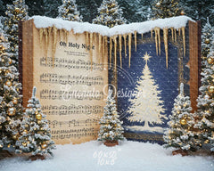Music Sheet Snowy Scene Christmas Backdrop - Layoris