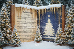 Music Sheet Snowy Scene Christmas Backdrop - Layoris