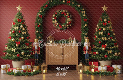 Nutcracker Arch Wreath Trees Gifts Christmas Backdrop - Layoris