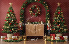 Nutcracker Arch Wreath Trees Gifts Christmas Backdrop - Layoris