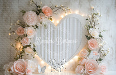 Love Heart Floral Valentine'S Day Photo Backdrop - Layoris