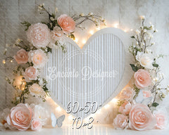 Love Heart Floral Valentine'S Day Photo Backdrop - Layoris