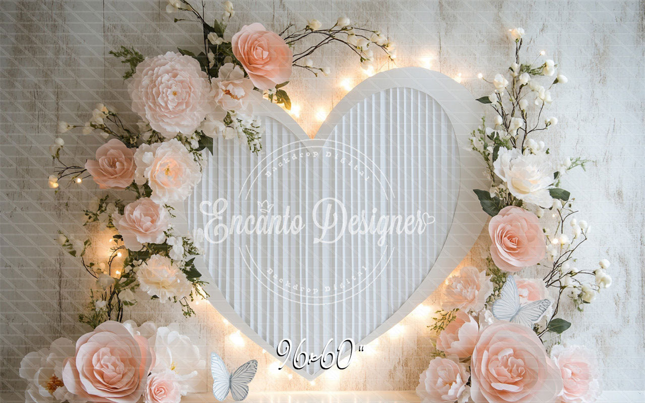 Love Heart Floral Valentine'S Day Photo Backdrop - Layoris
