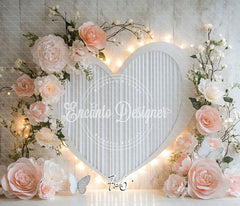 Love Heart Floral Valentine'S Day Photo Backdrop - Layoris