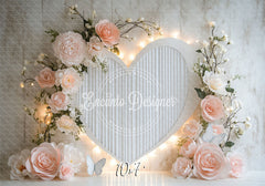 Love Heart Floral Valentine'S Day Photo Backdrop - Layoris