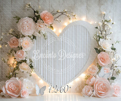 Love Heart Floral Valentine'S Day Photo Backdrop - Layoris