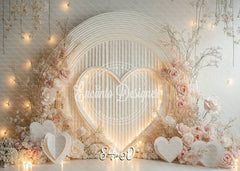 White Heart And Pink Rose Valentine'S Day Backdrop - Layoris