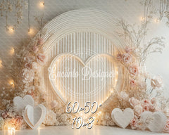 White Heart And Pink Rose Valentine'S Day Backdrop - Layoris