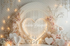 White Heart And Pink Rose Valentine'S Day Backdrop - Layoris