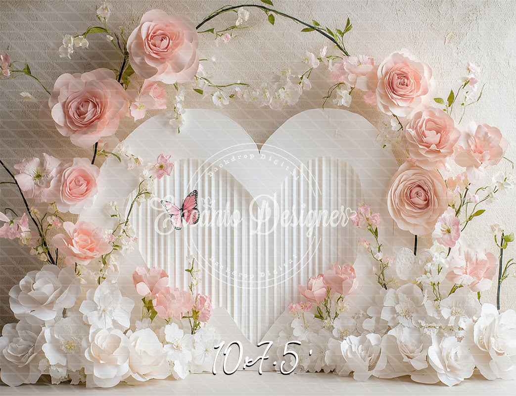 Floral Heart Valentine'S Day Backdrop Photo Shoot - Layoris