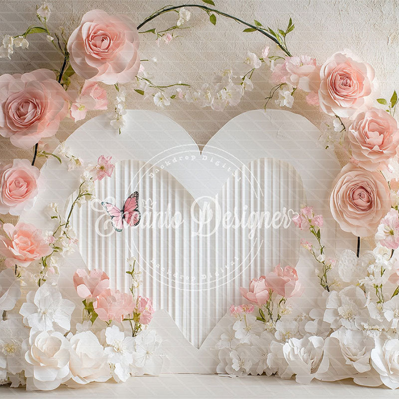 Floral Heart Valentine'S Day Backdrop Photo Shoot - Layoris