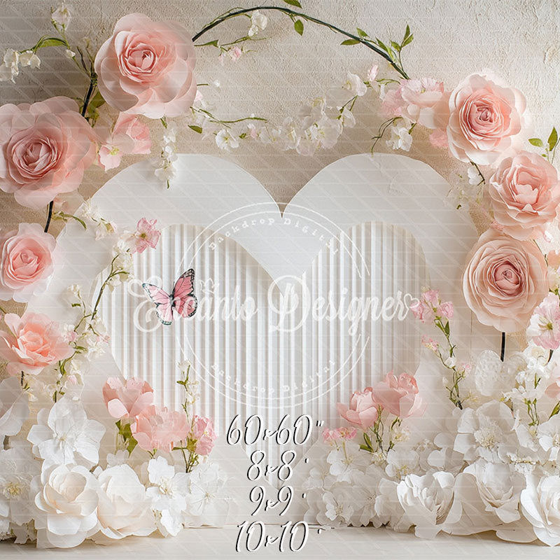 Floral Heart Valentine'S Day Backdrop Photo Shoot - Layoris