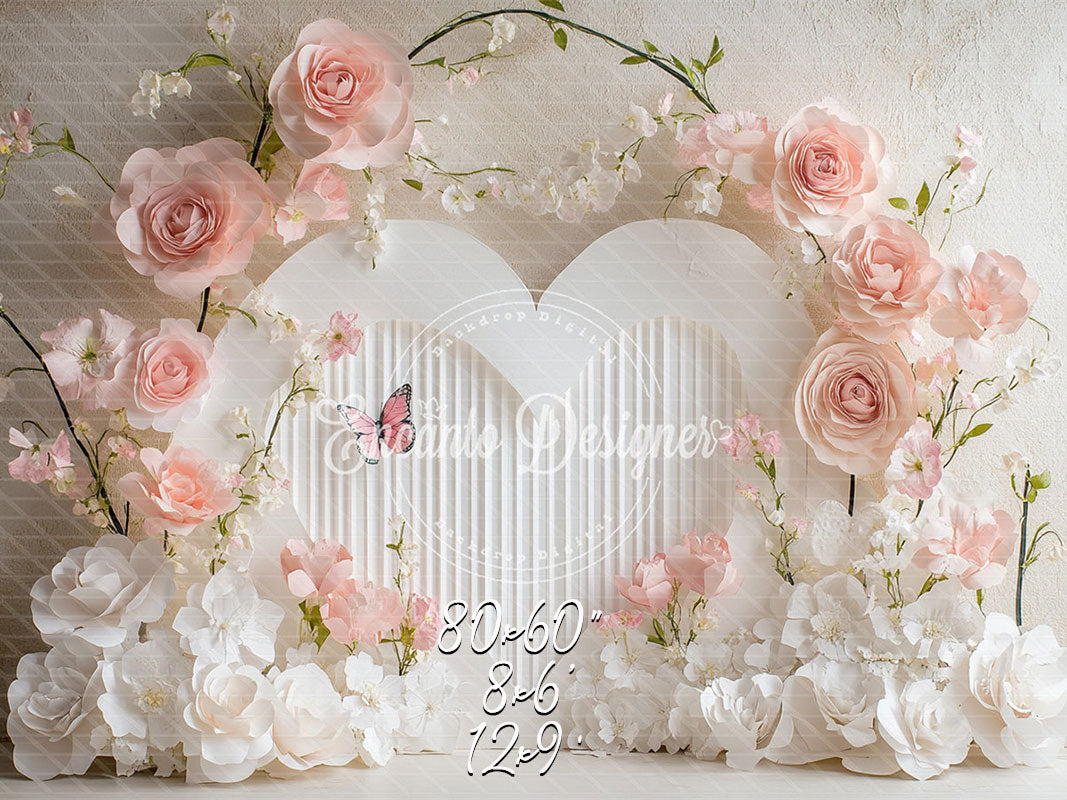 Floral Heart Valentine'S Day Backdrop Photo Shoot - Layoris