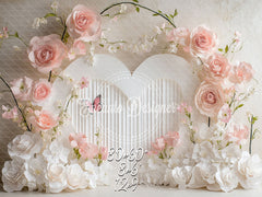 Floral Heart Valentine'S Day Backdrop Photo Shoot - Layoris