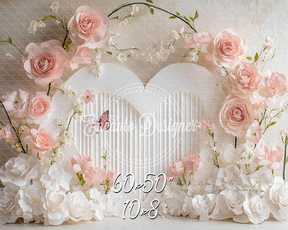 Floral Heart Valentine'S Day Backdrop Photo Shoot - Layoris