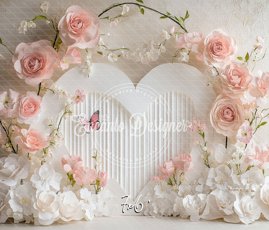 Floral Heart Valentine'S Day Backdrop Photo Shoot - Layoris