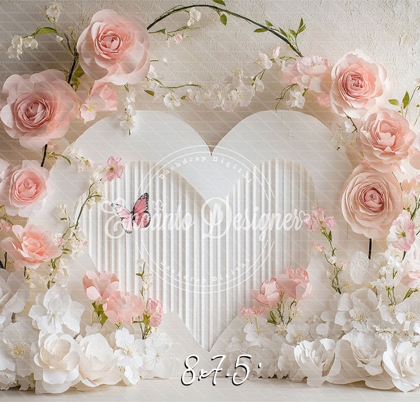 Floral Heart Valentine'S Day Backdrop Photo Shoot - Layoris