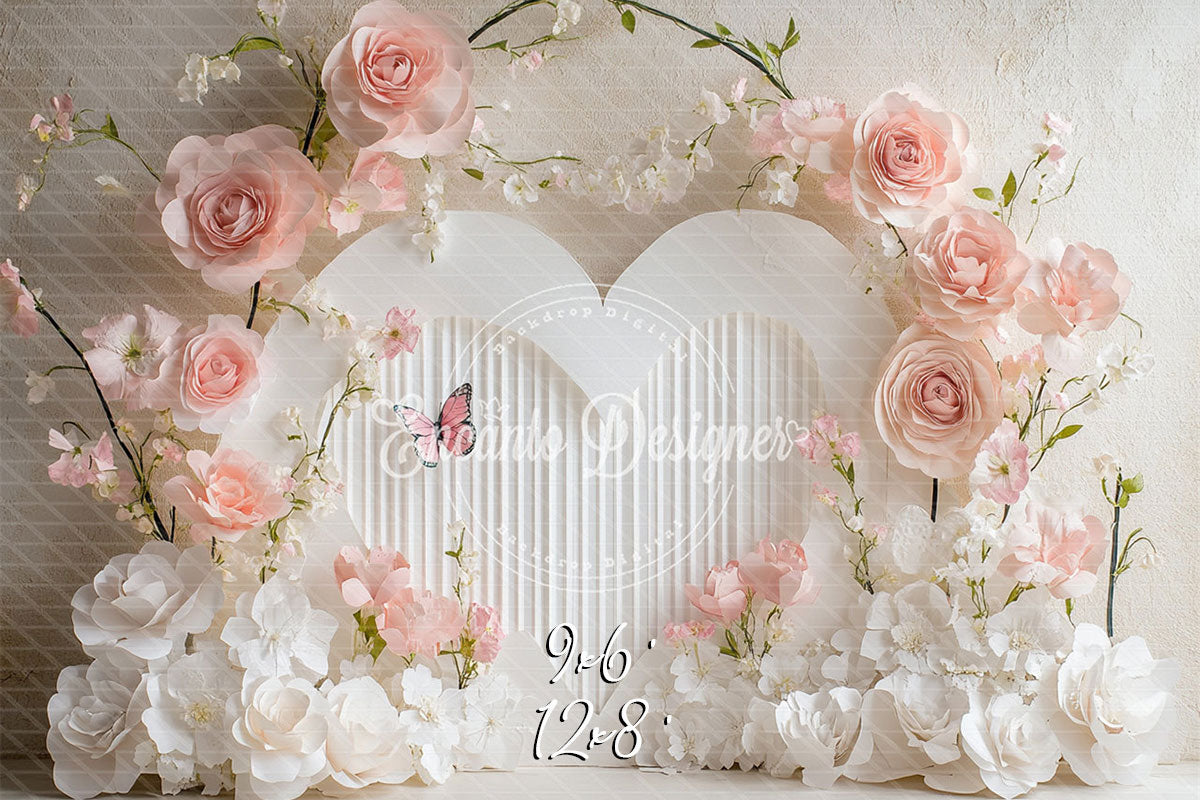 Floral Heart Valentine'S Day Backdrop Photo Shoot - Layoris