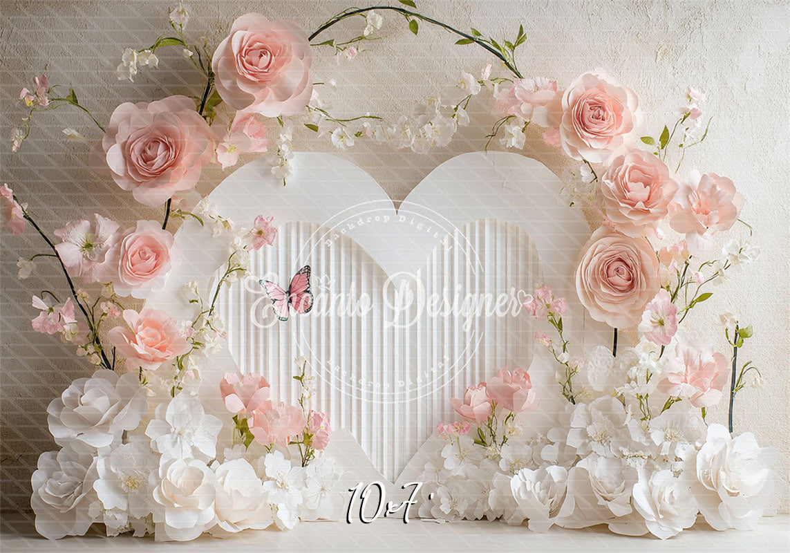 Floral Heart Valentine'S Day Backdrop Photo Shoot - Layoris