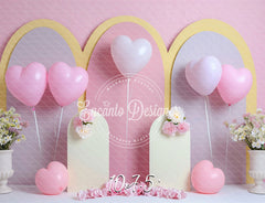Pastel Pink Heart Balloon Photo Backdrop Sweet Photography Background - Layoris