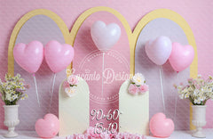 Pastel Pink Heart Balloon Photo Backdrop Sweet Photography Background - Layoris