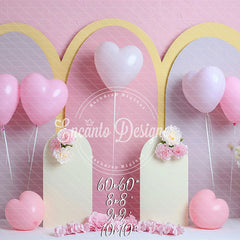 Pastel Pink Heart Balloon Photo Backdrop Sweet Photography Background - Layoris