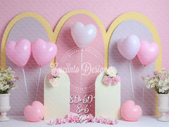 Pastel Pink Heart Balloon Photo Backdrop Sweet Photography Background - Layoris