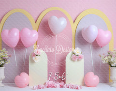 Pastel Pink Heart Balloon Photo Backdrop Sweet Photography Background - Layoris